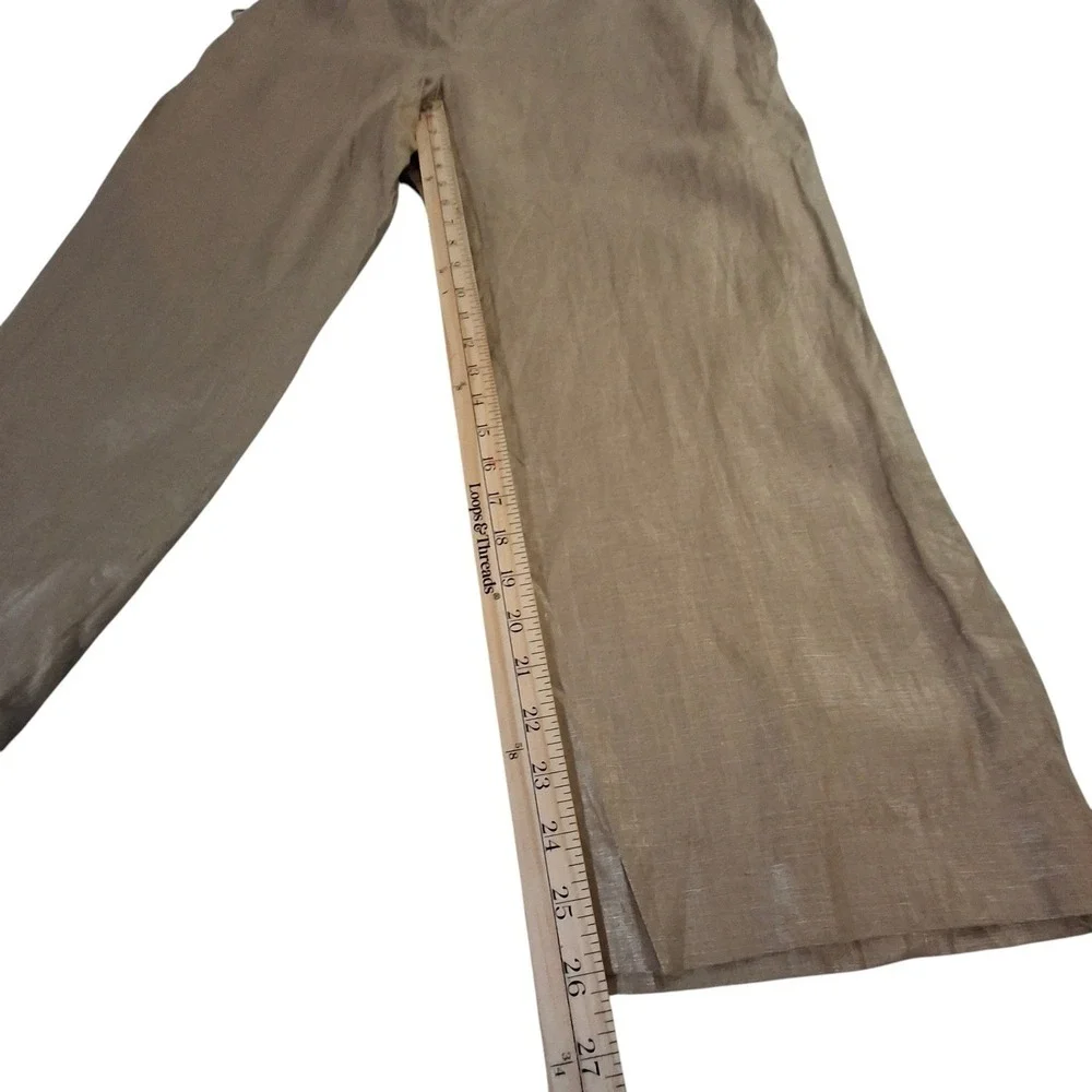 Lauren Ralph Lauren Metallic Gold Linen Pants Womens 20W Wide Leg Cropped Ankle‎